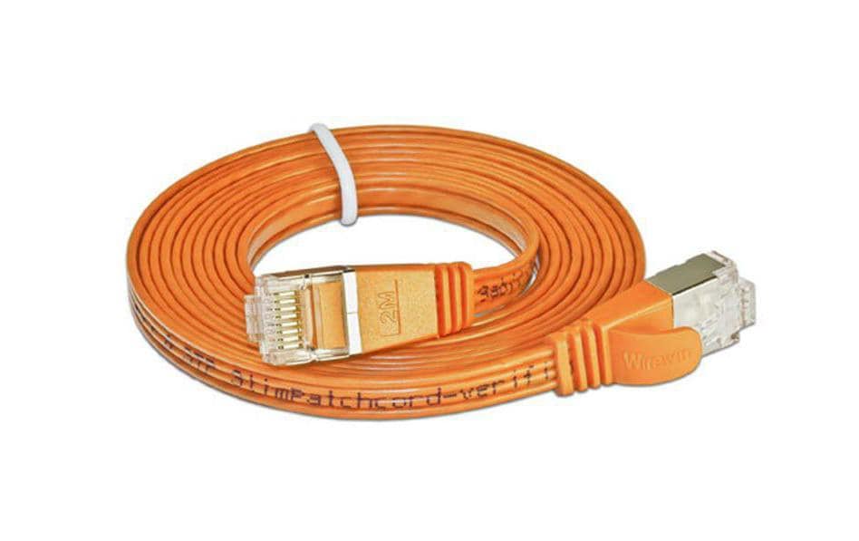 SLIM Câble patch slim RJ-45 - RJ-45, Cat 6, STP, 0.75 m, Orange