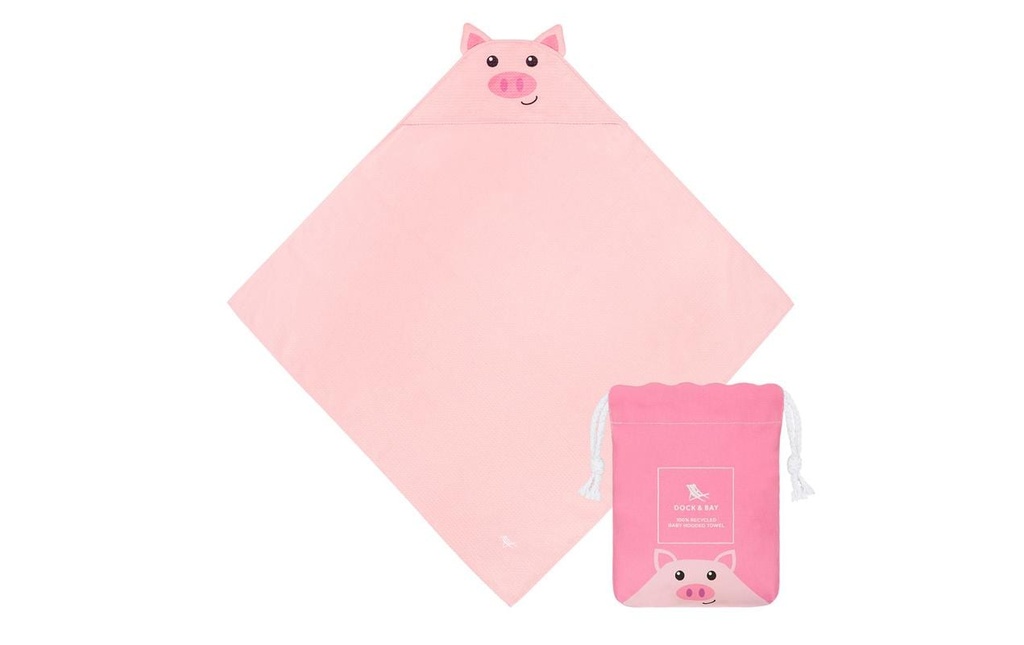 Dock & Bay Serviette à capuche Pig 75 x 75 cm, Rose