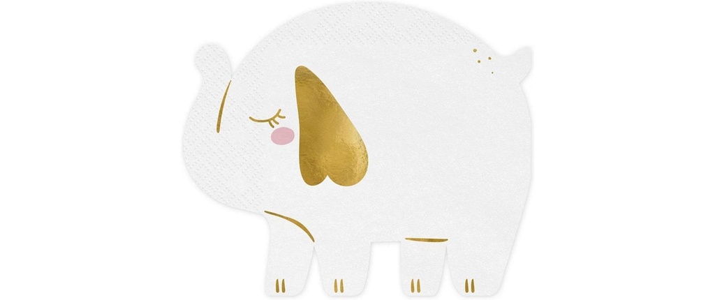 Partydeco Serviettes en papier Éléphant 16 x 13.5 cm, 12 pièces