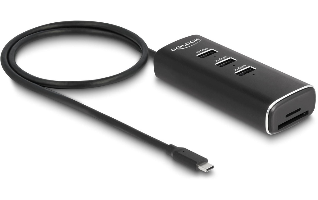 Delock Hub USB 3x USB A/1x USB C 10Gbps et 1x mircoSD/SD