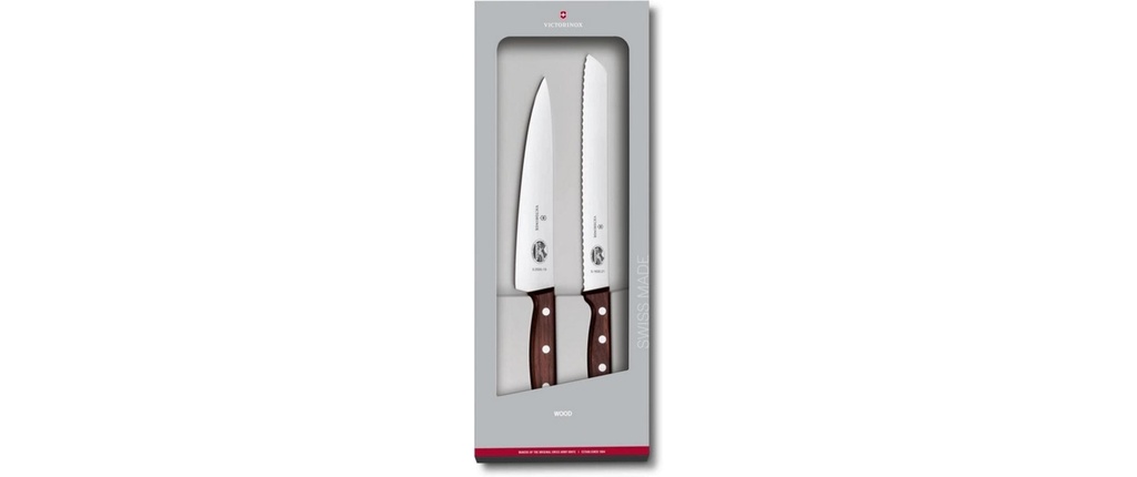 Victorinox Jeux de couteaux Wood En 2 parties, Brun