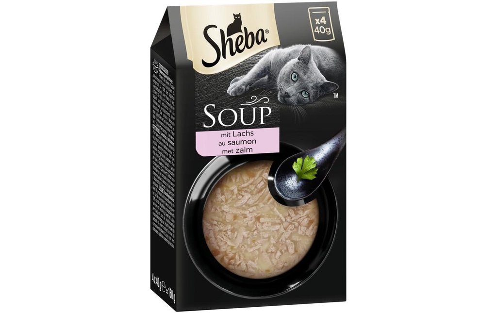 Sheba Alimentation humide Classic Soup avec du saumon, 4 x 40g