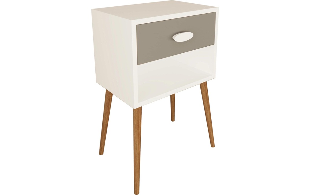 VCM Table de nuit Singol XL 45 x 70 cm,  blanc/anthracite