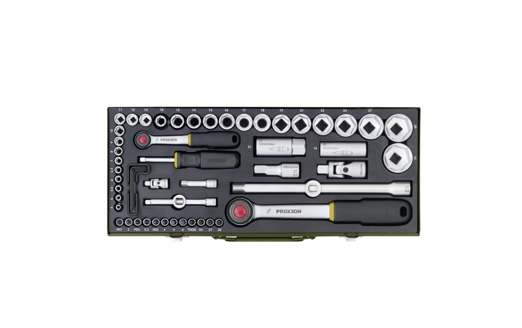 Proxxon Industrial Jeux de clés à douille 1/4 & 1/2 56 pièces
