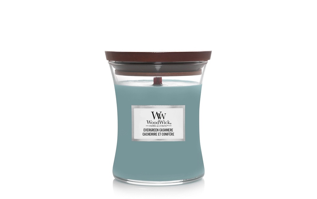Woodwick Bougie parfumée Evergreen Cashmere Medium Jar