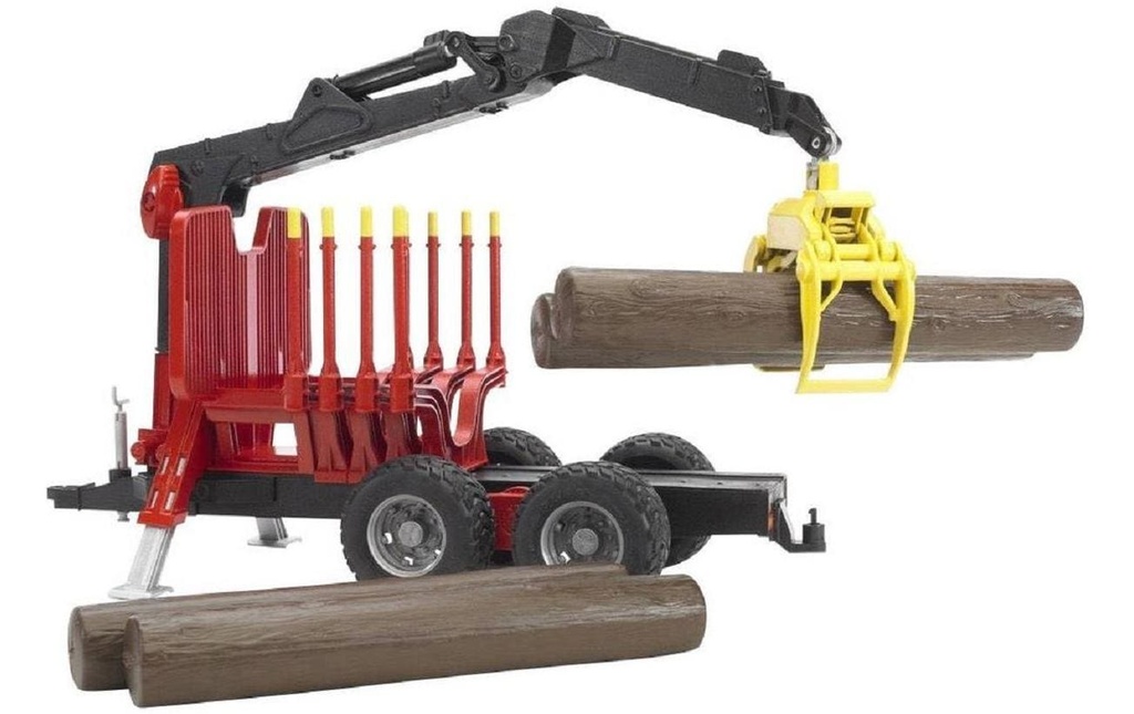 Bruder Spielwaren Remorque arrière avec grue de chargement et grappin à bois