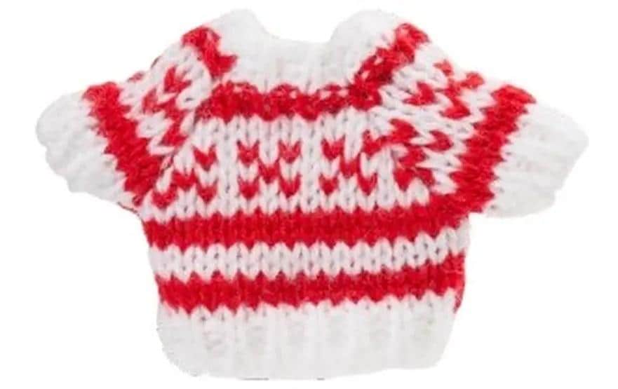 HobbyFun Mini figurine Mini pull-over 3.5 x 5 cm, blanc/rouge