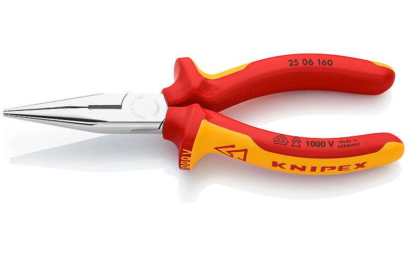 Knipex Pince à becs demi-ronds 160 mm 1000 V avec tranchant chromé