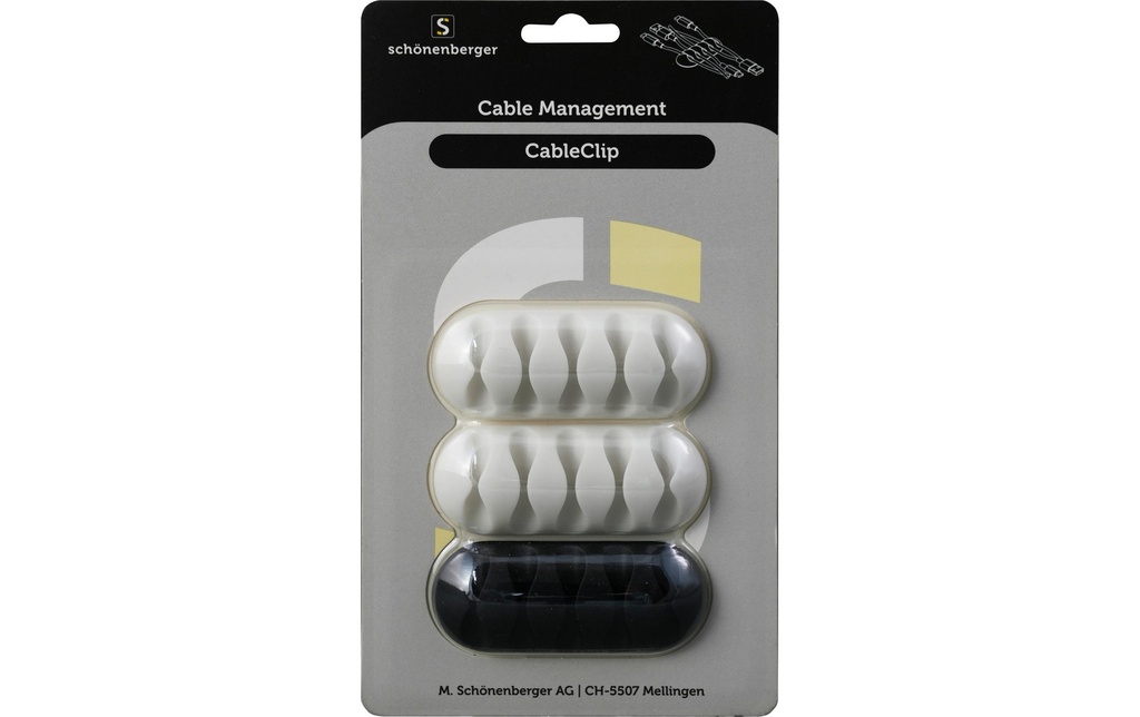 Schönenberger Supports de câbles CableClip, 66 mm, Blanc / Noir