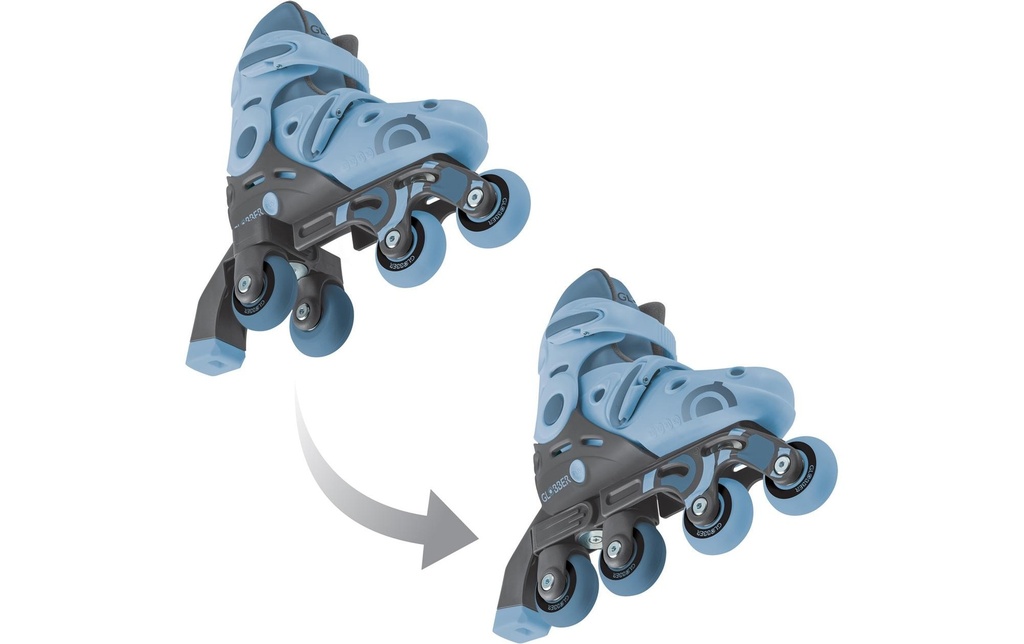 GLOBBER Rollers en ligne 2 en 1 tailles 30-33, bleu cendré