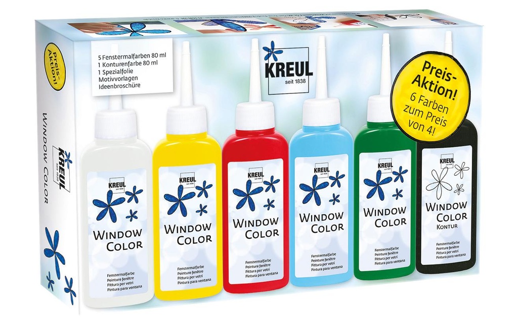 Kreul Peinture pour fenêtre Kit d'action 6 x 80 ml