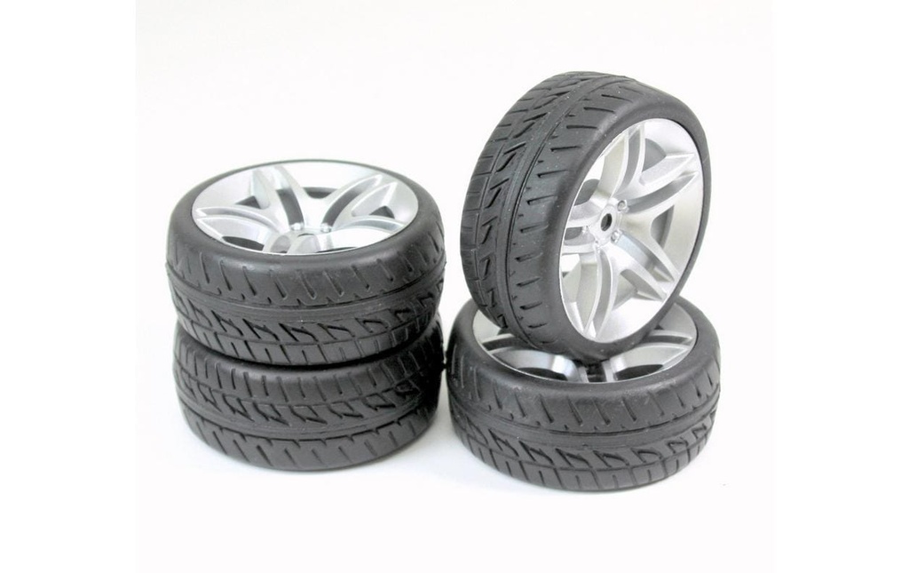 Absima Jeu de roues Onroad 10 rayons / profilé Argent 1:10 (4)