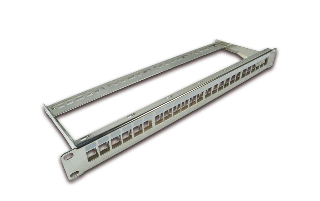 Wirewin Panneau de brassage 24 ports, Keystone, 1U, nickelé Rack 19