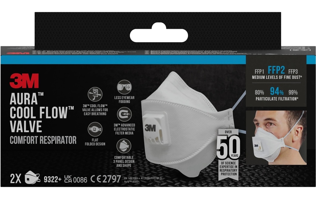 3M Masque de protection contre les poussières fines 9322  FFP2