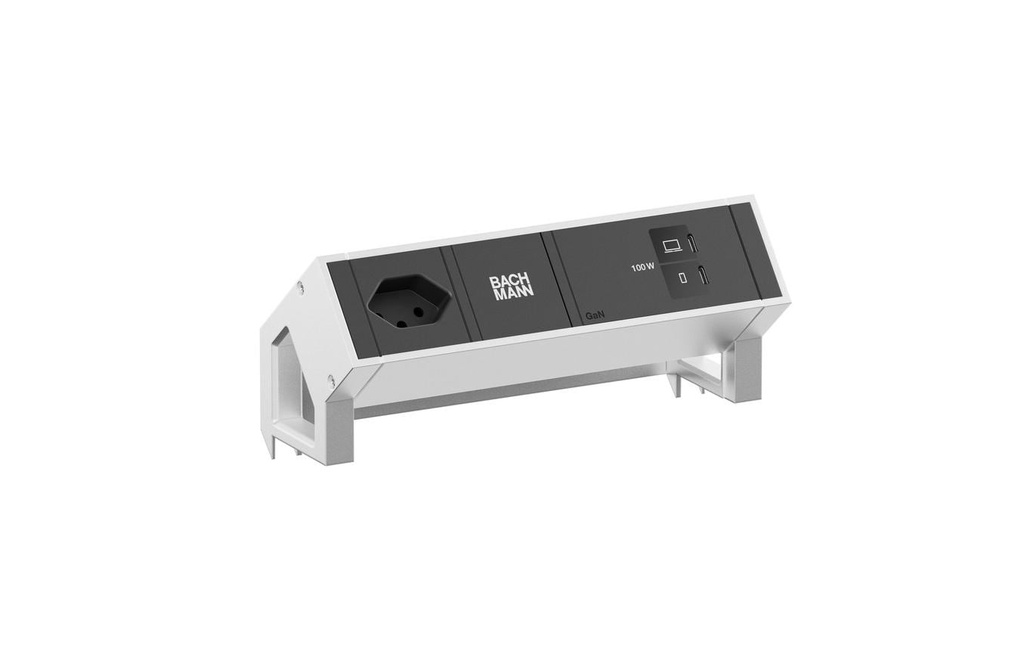 Bachmann Bloc multiprises de table DESK2 1xT13 1xUSB C/C 100W 0.2m INOX