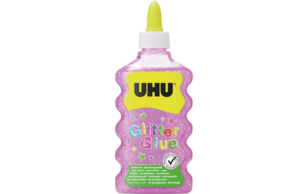 UHU Glitter Glue Maxi pink 177ml (185 pces)