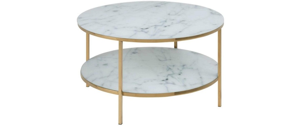 AC Design Table basse Alisma Ø 80 x 45 cm, Doré/Blanc