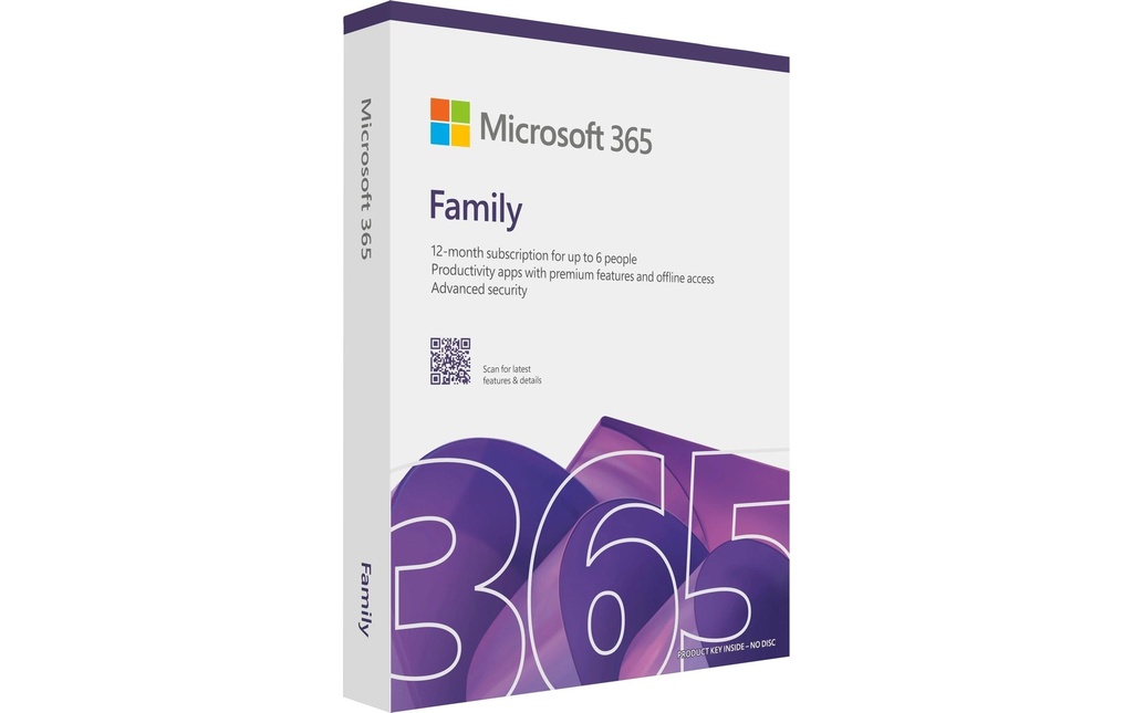 Microsoft 365 Family Boîte, 6 Utilisateurs, Anglais