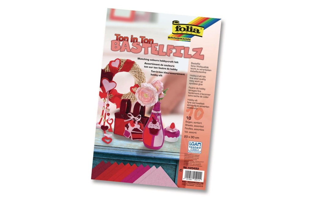 Folia Feutre de bricolage Ton sur ton Rouge