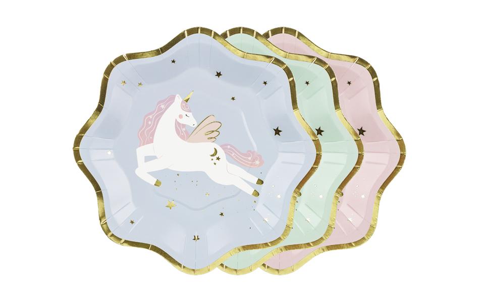 Partydeco Assiettes jetables Licorne 18 cm, 6 pièces