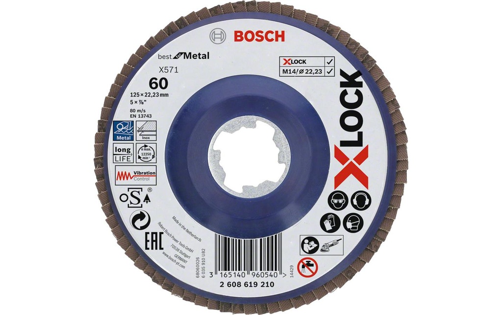 Bosch Professional Disque à lamelles X-LOCK Best for Metal K60, 125 mm