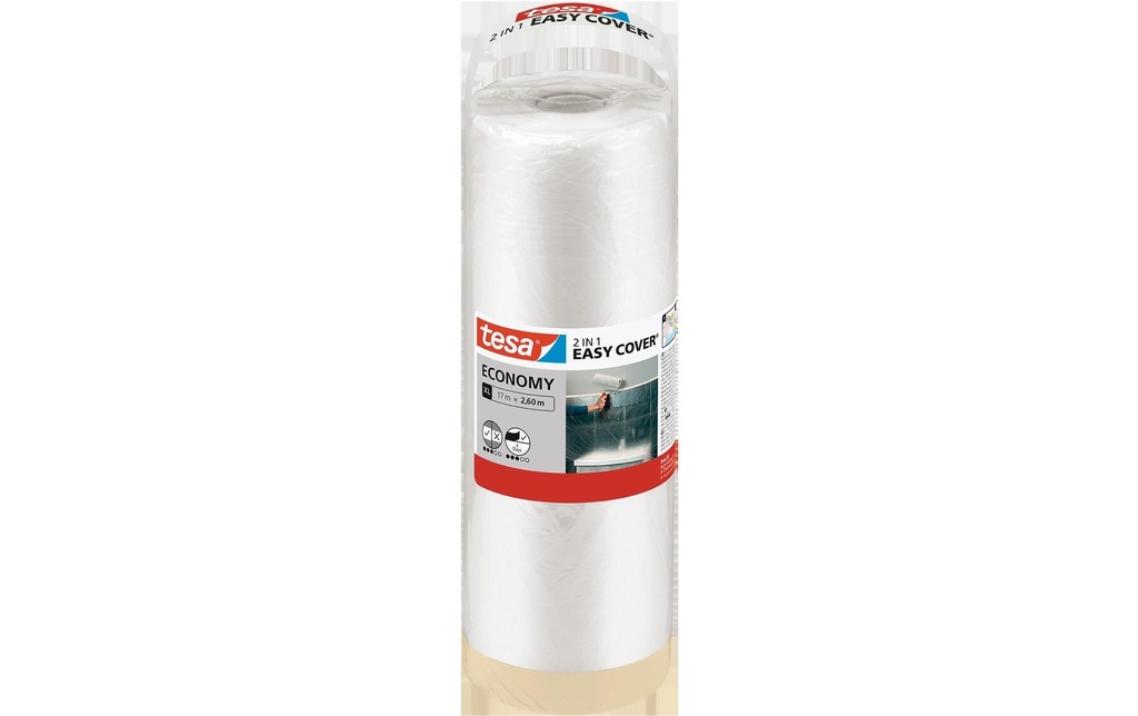 tesa Film de protection Film de peinture – Recharge Easy Cover Economy XL 17m x 2.6m
