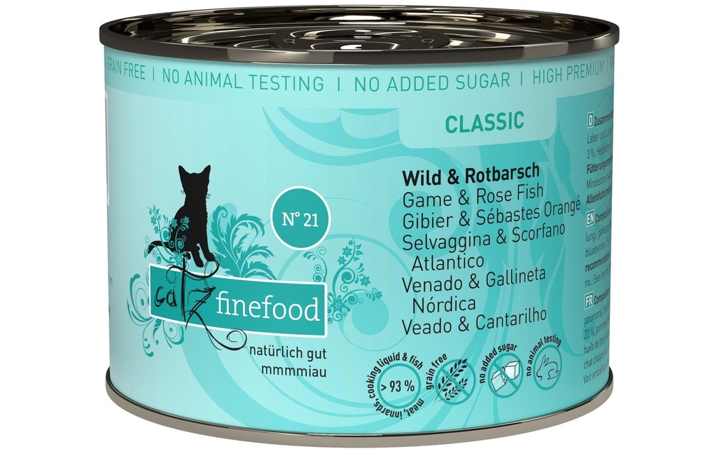 catz finefood Alimentation humide No.21 Gibier & sébaste, 200 g