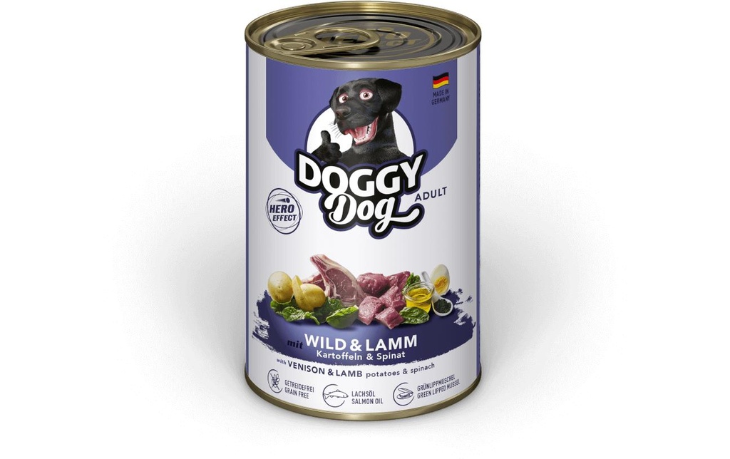 DOGGY Dog Alimentation humide Boîte gibier, agneau Adult 400 g
