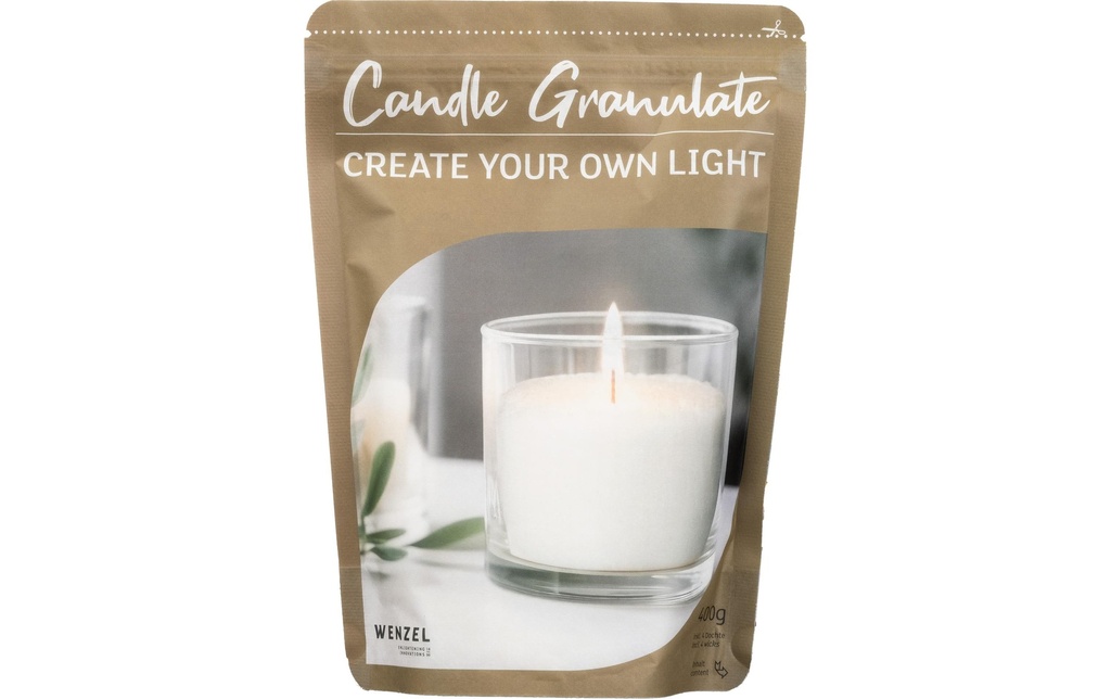 Wenzel Kerzen Granulés de cire sans parfum 400 g, Blanc