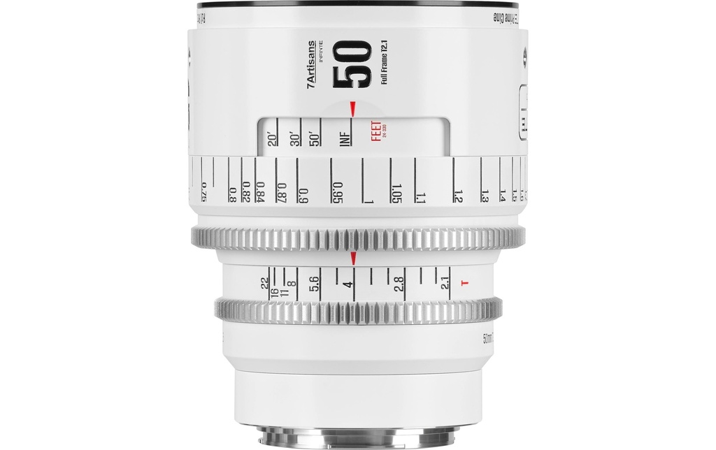 7Artisans Longueur focale fixe 50mm T/2.1 INFINTE Blanc – Canon EF