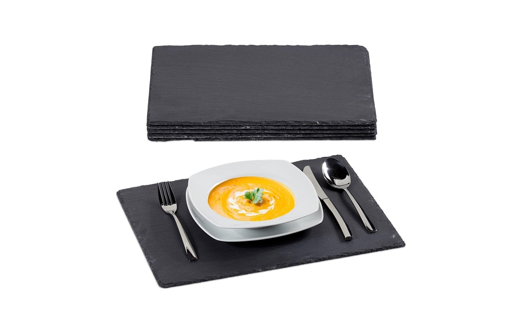relaxdays Plateau de service Anthracite, 6 pièces