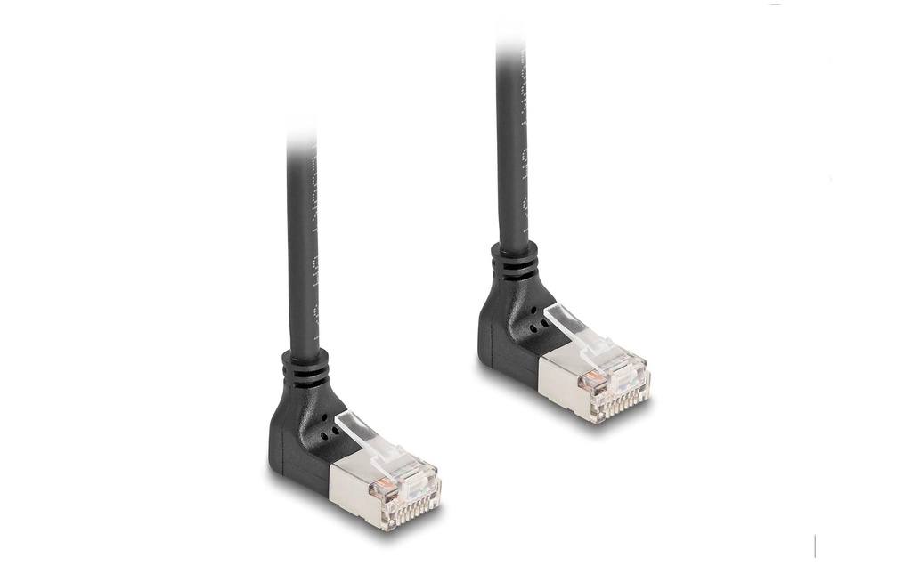 Delock Câble patch 90° coudé en haut Cat 6A, S/FTP, 0.5 m, Noir