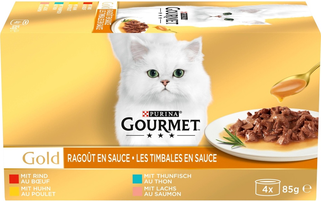 Purina Gourmet Alimentation humide Sauce pour ragoût d'or 4 x 85 g