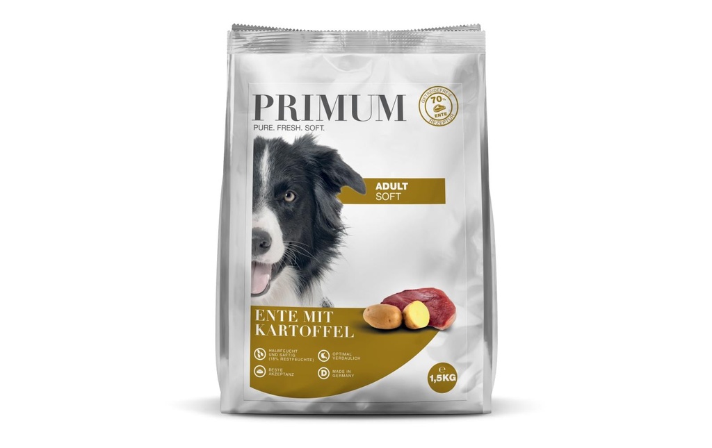 PRIMUM Aliments mi-humides pour animaux Adult canard avec pomme de terre 1.5 kg