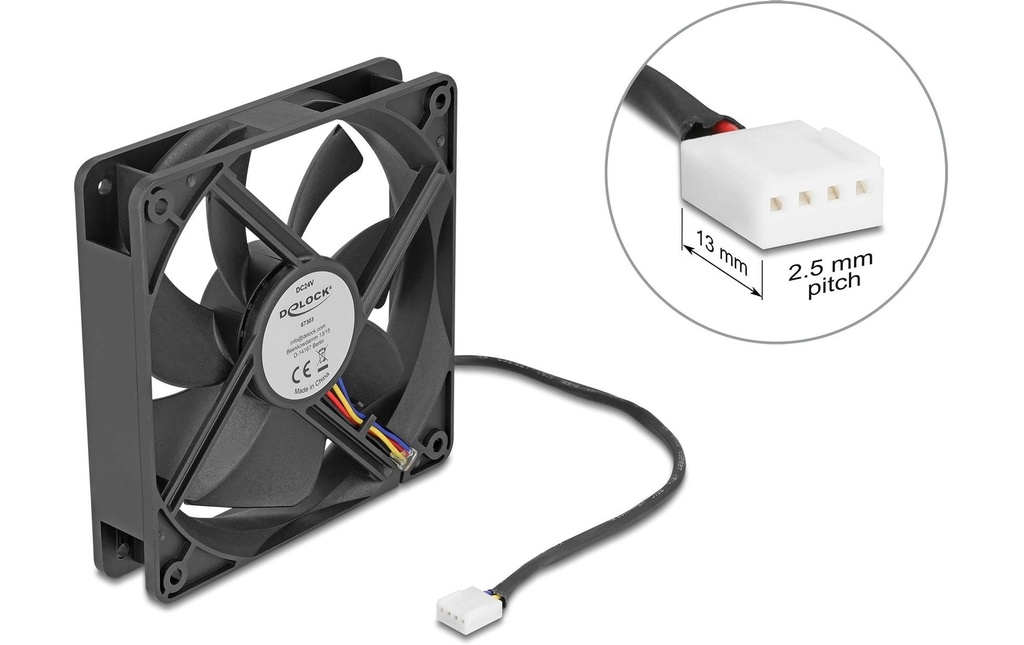 Delock Ventilateur PC 24 V DC, 120 x 120 x 25 mm