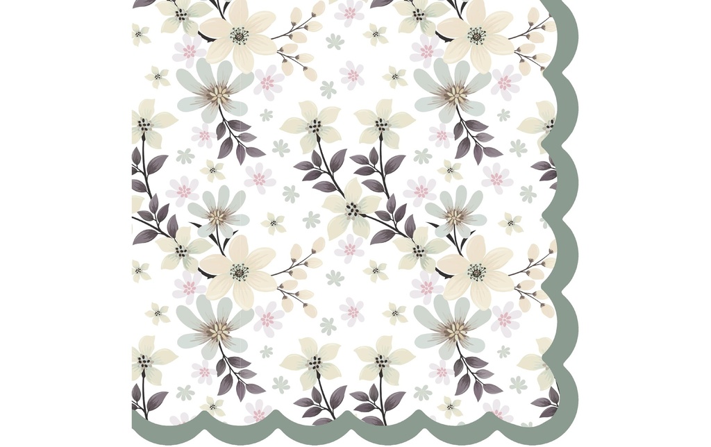 Paper + Design Serviettes en papier Blossom Bliss 33 cm x 33 cm, 20 Pièce/s, Gris