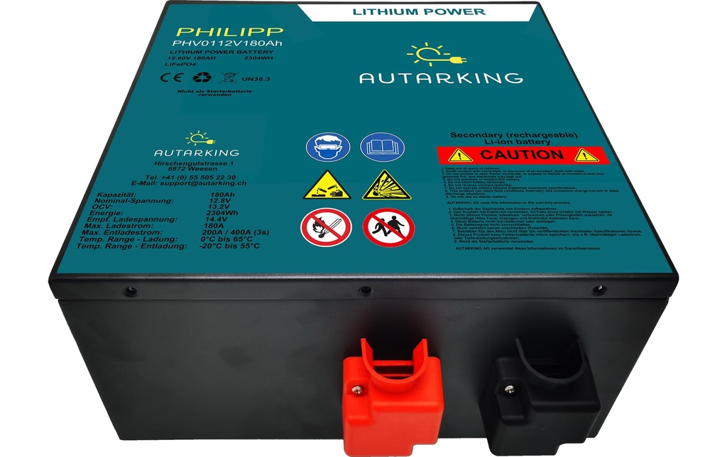 Autarking Batterie Philipp LiFePO4, 12.8 V 180 Ah avec app