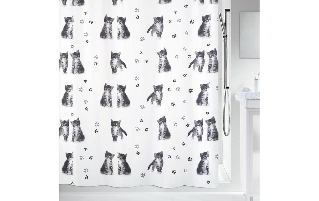 spirella Rideau de douche Kitty 180 x 200 cm Gris ; Blanc