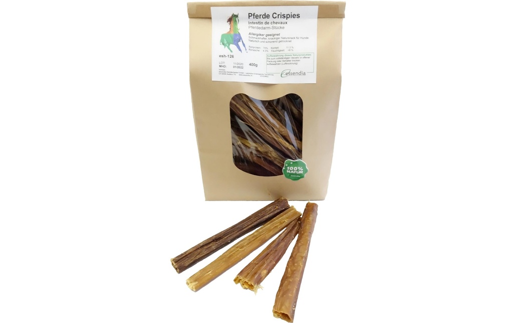 essendia Produit à mâcher  Crispies de cheval morceaux d'intestin, 400 g