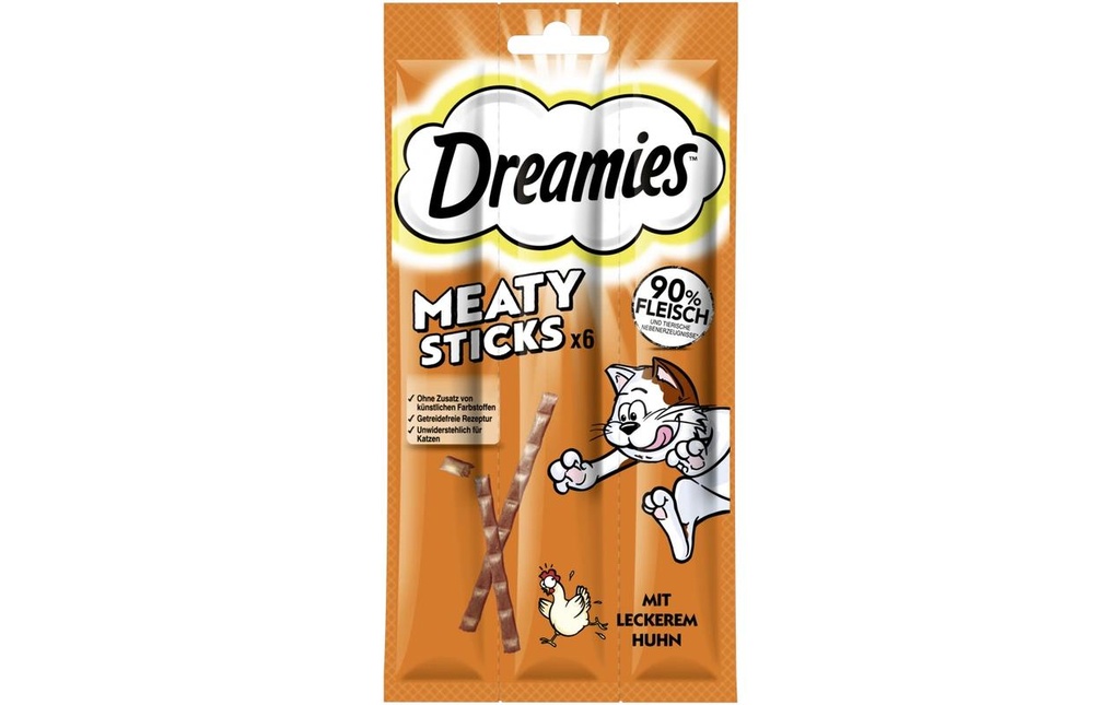 Dreamies Collation pour chat Meaty Sticks au poulet 6 x 5 g