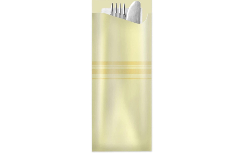 Pochetta Sets de couverts jetables Classic Stripes, 100 pièces, Champagne