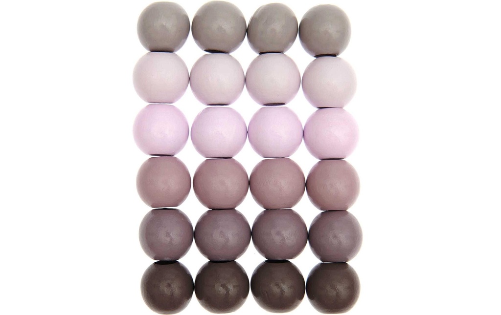 Rico Design Billes de bois Macramé Nuances de rose, 24 pièces