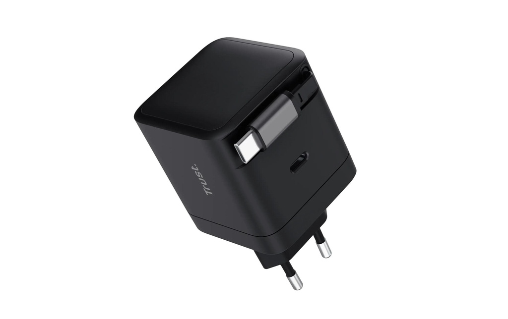 Trust Chargeur mural USB Maxo USB-C-PD 65 W avec câble rétractable