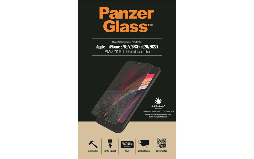 Panzerglass Protection d’écran Privacy iPhone 6/6S/7/8/SE 2020/2022