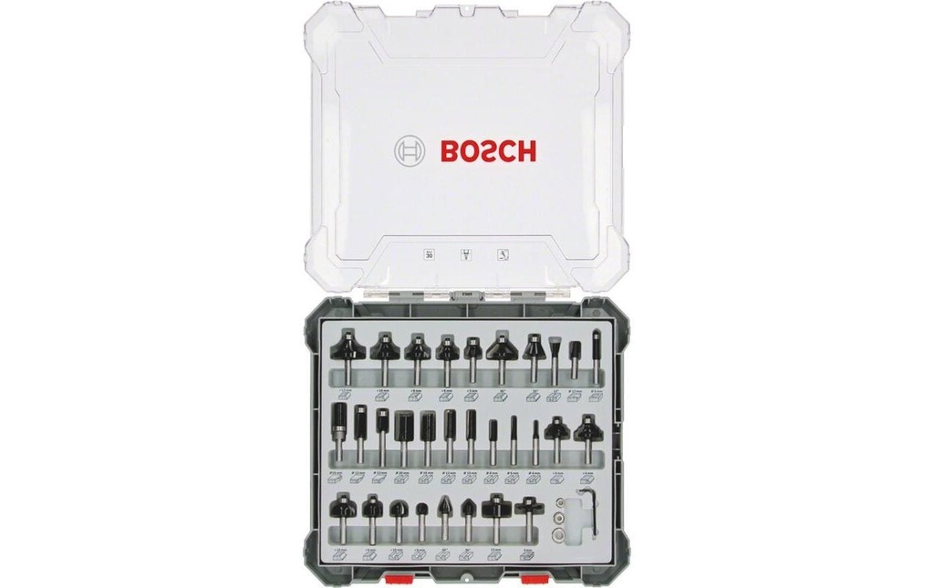Bosch Professional Kits de fraise tige de 8 mm 30 parites