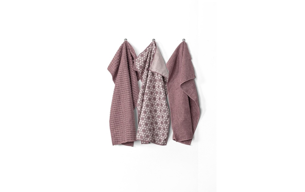 Tiseco Torchon pour la vaisselle Essentiel Set de 3 pièces, Mauve