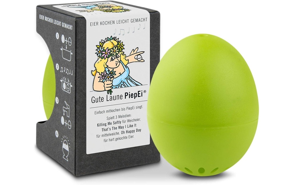 PiepEi Minuteur de cuisine Coquetier chantant Bonne humeur, Vert clair