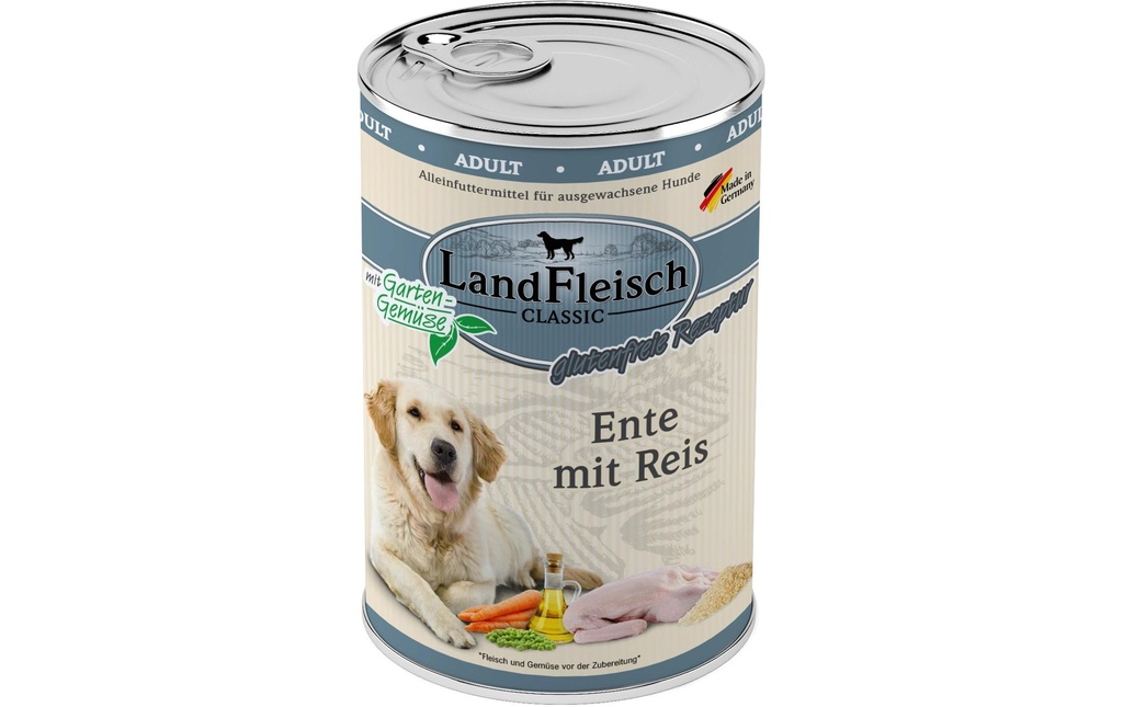 LandFleisch Alimentation humide Canard classique avec riz, 400 g