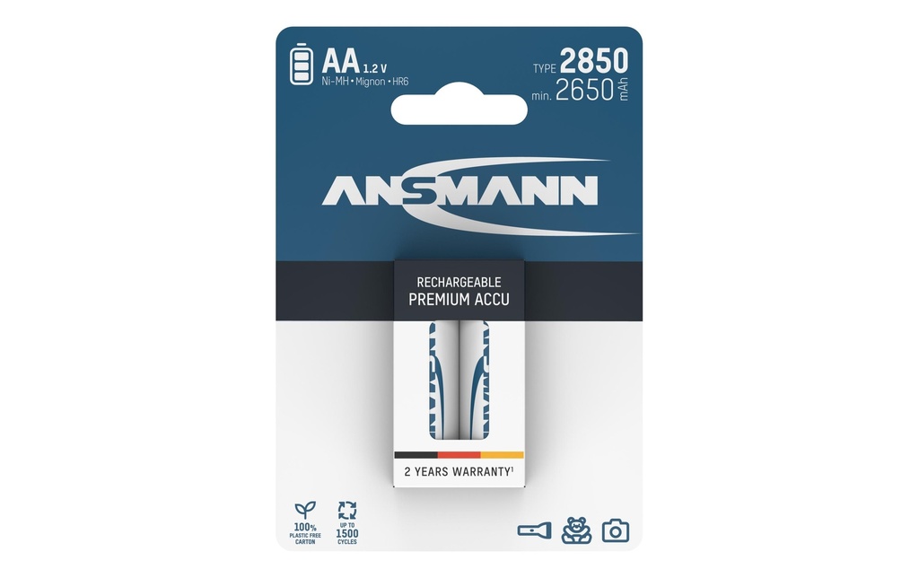 Ansmann Batterie Typ 2850 NiMH AA 2850 mAh, 2 Pièce/s