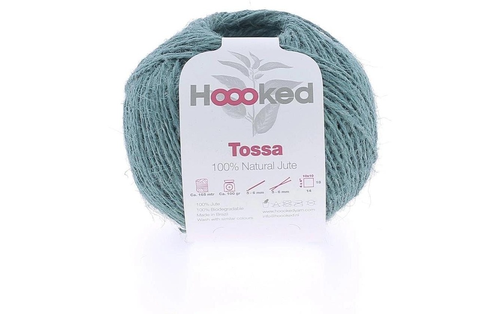 Hoooked Laine Jute naturelle Tossa pétrole, 165 m